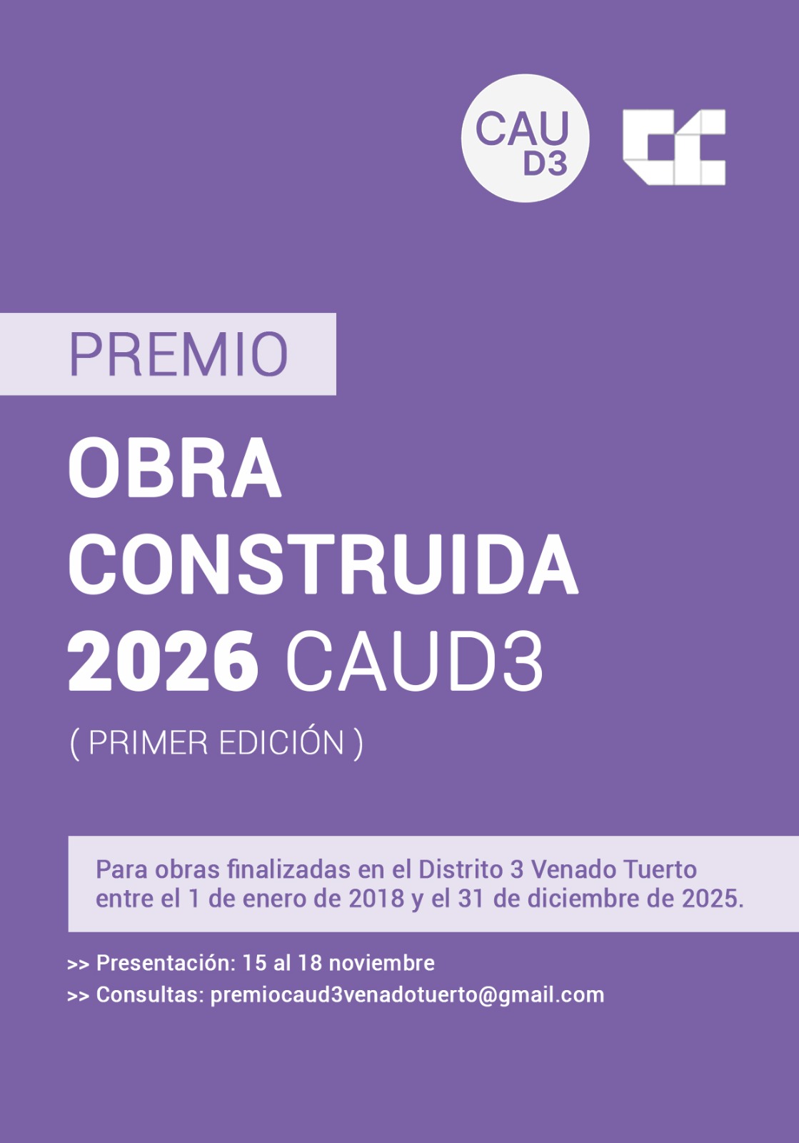 PREMIO OBRA CONSTRUIDA 2026 – CAU D3